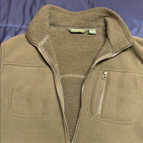 Eddie Bauer army green fleece jacket - Picture 4 of 6